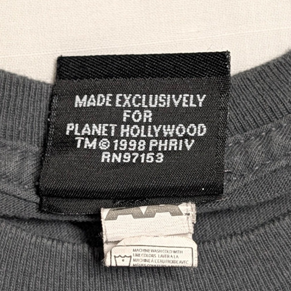Planet Hollywood Orlando T-Shirt Mens Medium Gray Y2K Crest Graphic Alstyle 1998 - Picture 7 of 10